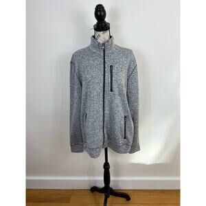 Sonoma Fleece Gray and black full zip turtleneck jacket with pockets